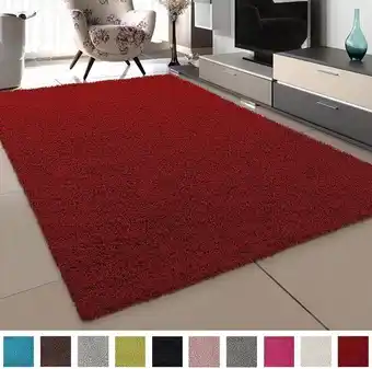 Tapijtenloods loca shaggy vloerkleed rood hoogpolig - 60x110 cm