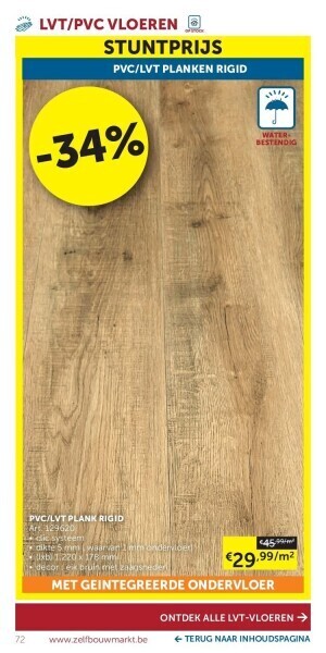 Zelfbouwmarkt Pvc/lvt plank rigid aanbieding
