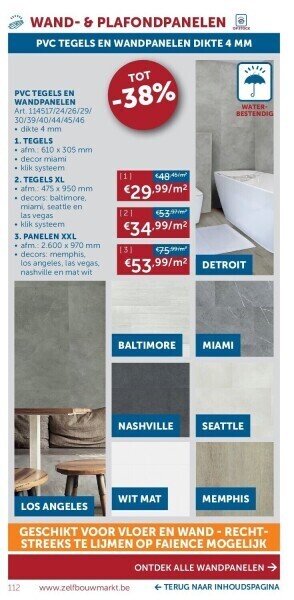Zelfbouwmarkt Pvc tegels en wandpanelen aanbieding