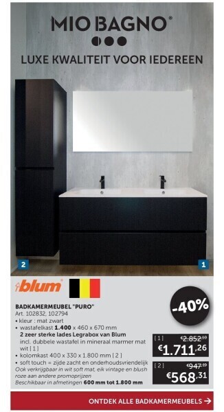 Zelfbouwmarkt Badkamermeubel puro aanbieding
