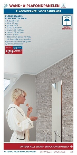 Zelfbouwmarkt Plafondpaneel planchetten aqua aanbieding