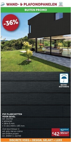 Zelfbouwmarkt Pvc planchetten voor gevel aanbieding