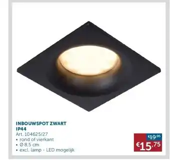 Zelfbouwmarkt Inbouwspot zwart ip44 aanbieding