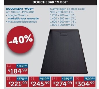 Zelfbouwmarkt Douchebak moby aanbieding