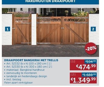 Zelfbouwmarkt Draaipoort bangkirai met trellis aanbieding