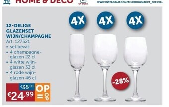 Zelfbouwmarkt 12-delige glazenset wijn/champagne aanbieding