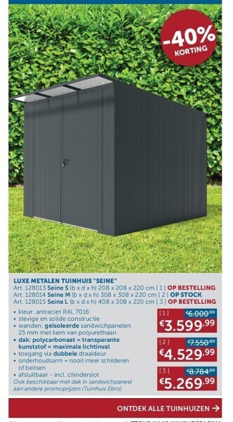 Luxe metalen tuinhuis seine