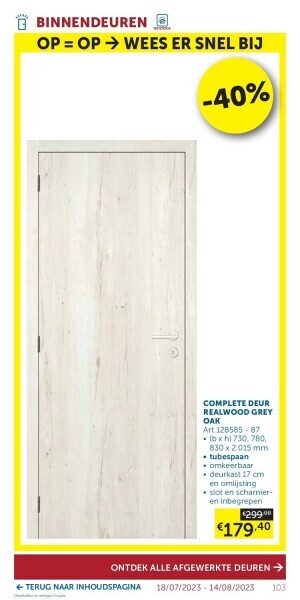 Zelfbouwmarkt Complete deur realwood grey oak aanbieding