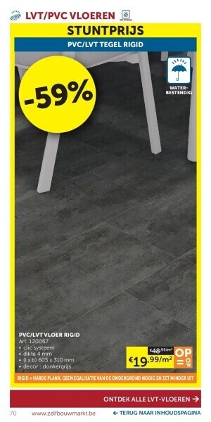 Zelfbouwmarkt Pvc/lvt vloer rigid aanbieding