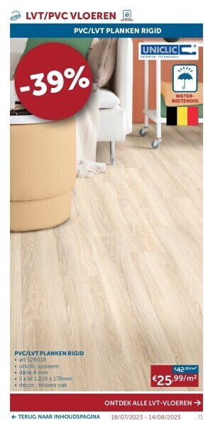 Zelfbouwmarkt Pvc/lvt planken rigid aanbieding