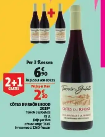 Auchan Cotes du rhone rood 2019 75cl aanbieding
