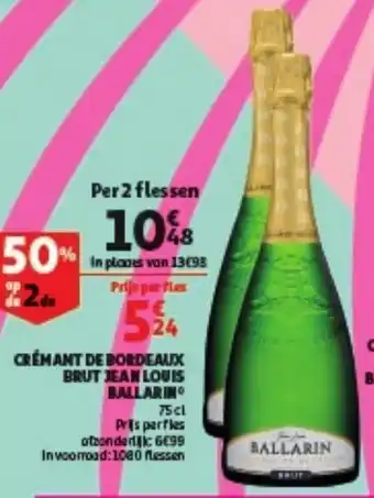 Auchan Cremant de bordeaux brut jean louis ballarin 75cl aanbieding