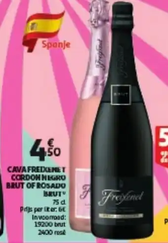 Auchan Cava freixeme cordom negro brut of rosado brut 75cl aanbieding