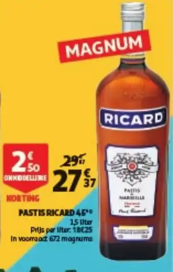 Auchan Pastis ricard 1,5 liter aanbieding