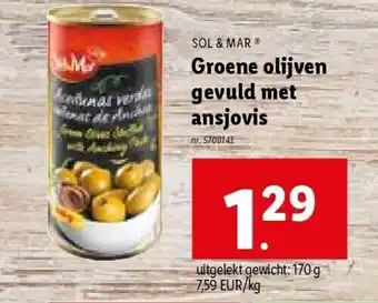 Lidl Groene olijven gevuld met ansjovis aanbieding