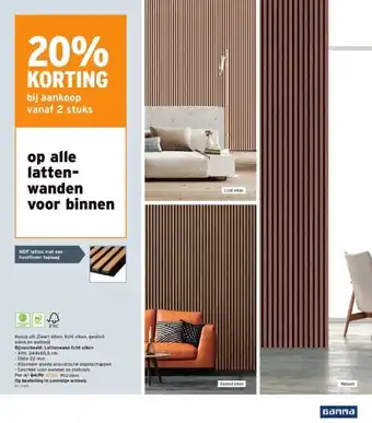 GAMMA Lattenwand licht eiken - afm. 244×60,5 cm aanbieding