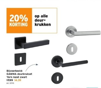 GAMMA Gamma deurkrukset york rozet zwart aanbieding