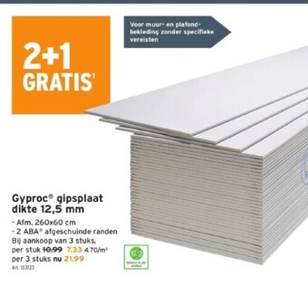 GAMMA Gyproc® gipsplaat dikte 12,5 mm aanbieding