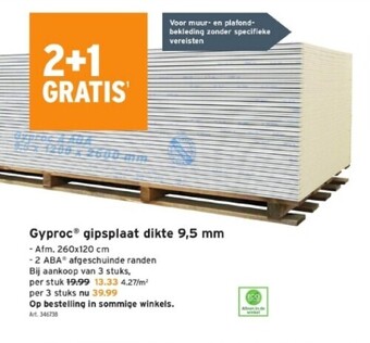 GAMMA Gyproc® gipsplaat dikte 9,5 mm aanbieding