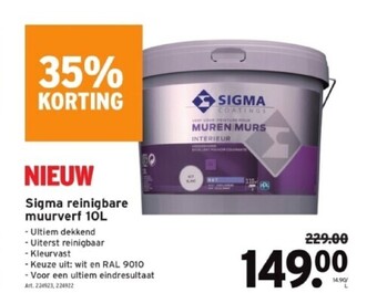 GAMMA Sigma reinigbare muurverf 10l aanbieding