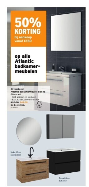 GAMMA Atlantic badkamermeubel sienna 60 cm wit aanbieding