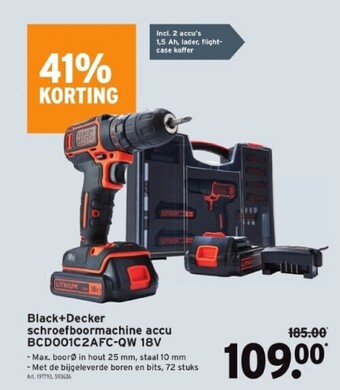 GAMMA Black+ decker schroefboormachine accu bcd001c2afc-qw 18v aanbieding