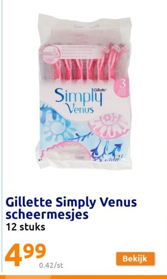 Action Gillette Simply Venus scheermesjes 12 stuks aanbieding