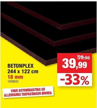 Hubo Betonplex 244 x 122 cm aanbieding