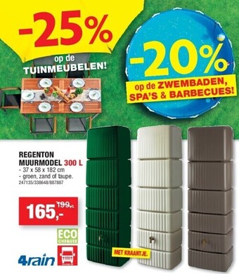 Hubo Regenton muurmodel 300 l aanbieding