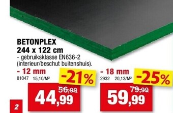 Hubo Betonplex 244 x 122 cm aanbieding