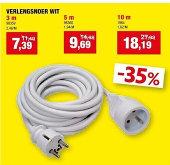 Hubo Verlengsnoer wit 3 m aanbieding