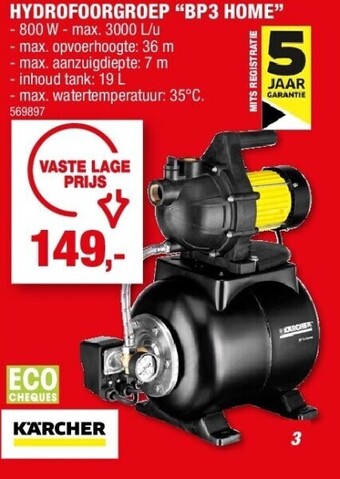 Hubo Hydrofoorgroep “bp3 home” aanbieding