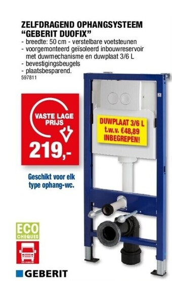 Hubo Zelfdragend ophangsysteem “geberit duofix” aanbieding