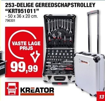Hubo 253-delige gereedschapstrolley “krt951011” aanbieding
