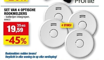 Hubo Set van 4 optische rookmelders aanbieding