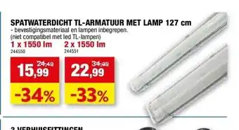 Hubo Spatwaterdicht tl-armatuur met lamp 127 cm 1 x 1550 lm aanbieding