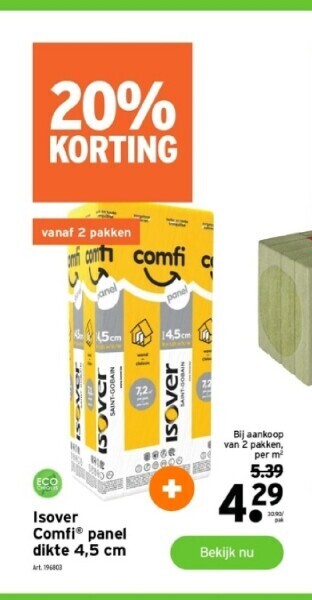 GAMMA Isover comfi® panel dikte 4,5 cm aanbieding