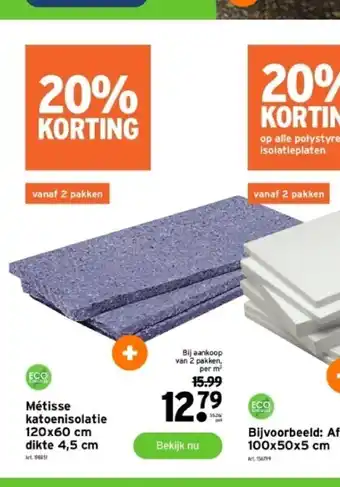 Métisse katoenisolatie 120×60 cm dikte 4,5 cm