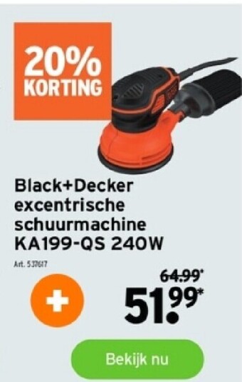 GAMMA Black+decker excentrische schuurmachine ka199-qs 240w aanbieding