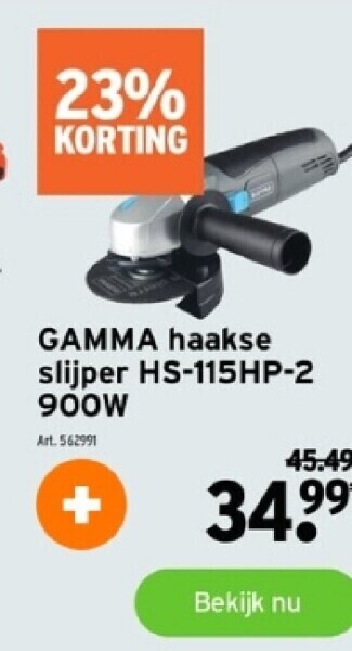GAMMA Gamma haakse slijper hs-115hp-2 900w aanbieding
