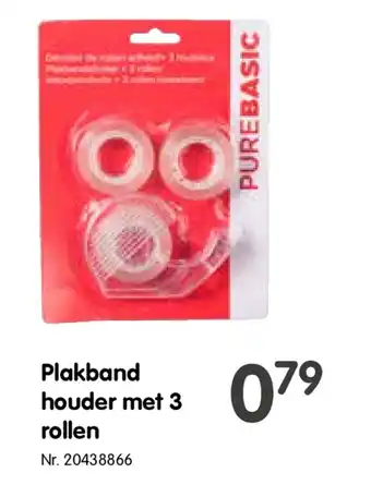 Purebasic Plakband houder met 3 rollen