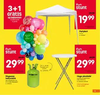 Wegwerp heliumtank, Partytent, Hoge plooitafel