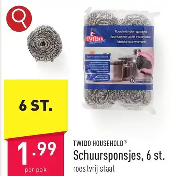 ALDI TWIDO HOUSEHOLDⓇ Schuursponsjes, 6 st. aanbieding