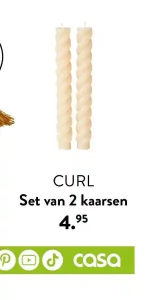 Casa Curl set van 2 kaarsen aanbieding