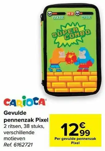 Carrefour Gevulde pennenzak pixel aanbieding