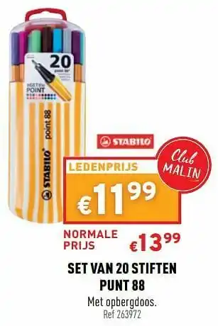 Set van 20 stiften punt 88