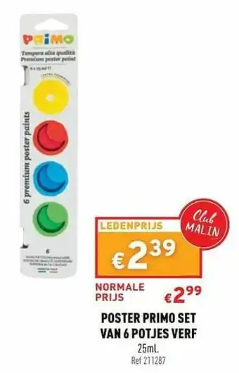 Poster primo set van 6 potjes verf