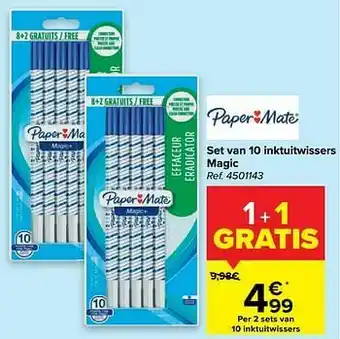 Carrefour Set van 10 inktuitwissers magic aanbieding