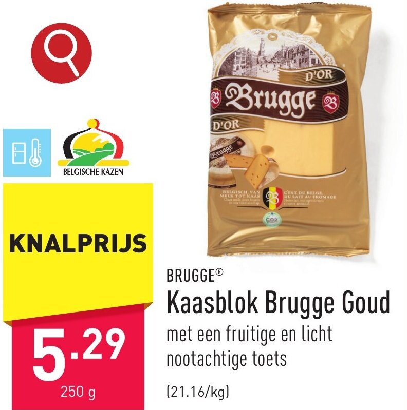 BRUGGEⓇ Kaasblok Brugge Goud 250g promotie bij ALDI