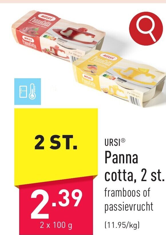 URSIⓇ Panna Cotta 2 x 100g promotie bij ALDI